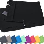 Serviettes de gymnastique avec compartiment zippé et clip magnétique, système antidérapant, multifonctionnel, Microfibre, 130 x 48 cm