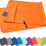 Serviettes de gymnastique avec compartiment zippé et clip magnétique, système antidérapant, multifonctionnel, Microfibre, 130 x 48 cm
