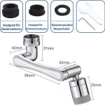 Schwenkbarer Wasserhahn mit 2 Sprühfunktionen, multifunktionale Küchenerweiterung, geeignet für 20 mm, 22 mm, 24 mm Außengewinde, schwenkbar um 1440°.