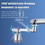 Schwenkbarer Wasserhahn mit 2 Sprühfunktionen, multifunktionale Küchenerweiterung, geeignet für 20 mm, 22 mm, 24 mm Außengewinde, schwenkbar um 1440°.