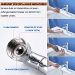 Schwenkbarer Wasserhahn mit 2 Sprühfunktionen, multifunktionale Küchenerweiterung, geeignet für 20 mm, 22 mm, 24 mm Außengewinde, schwenkbar um 1440°.