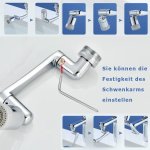 Schwenkbarer Wasserhahn mit 2 Sprühfunktionen, multifunktionale Küchenerweiterung, geeignet für 20 mm, 22 mm, 24 mm Außengewinde, schwenkbar um 1440°.