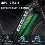 Elektrofahrrad für Erwachsene, 26 Zoll, City-Elektrofahrrad, mit Frontdämpfer, mit 500W Bafang Motor, abnehmbarer Samsung 48V 17.5AH Batterie, GUNAI GN26.