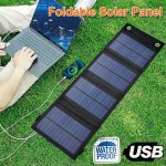 Akku Ladegerät, Solarpanel, faltbar, tragbar, USB, wasserdicht, zum Aufladen von Akkus Telefonen, Handys und Tablets, für den Strand, Camping im Freien zu Hause