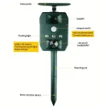 Tierschutzmittel für Wildtiere, mit Soundwave-Technologie, Solarenergie, LED-Licht und Vibration