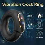 Anneau vibrant chauffant à 9 modes - Anneau pénien de serrage ajustable pour hommes - Rechargeable par USB pour couples