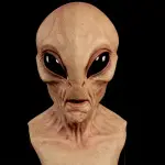 Realistische Latex Maske für Erwachsene – Klassisches Design mit großen schwarzen Augen