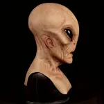 Realistische Latex Maske für Erwachsene – Klassisches Design mit großen schwarzen Augen