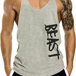 Débardeur de fitness, gym, bodybuilding, gilet sans manches en coton, débardeur de sport, Cabeen Beast, gris