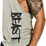 Débardeur de fitness, gym, bodybuilding, gilet sans manches en coton, débardeur de sport, Cabeen Beast, gris