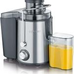 Centrifugeuse professionnelle 400W sans BPA, centrifugeuse pour fruits et légumes, acier inoxydable couleur argent/noir, capacité de jus 0,5 L, SEVERIN ES 3566