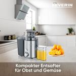 Centrifugeuse professionnelle 400W sans BPA, centrifugeuse pour fruits et légumes, acier inoxydable couleur argent/noir, capacité de jus 0,5 L, SEVERIN ES 3566