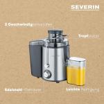 Centrifugeuse professionnelle 400W sans BPA, centrifugeuse pour fruits et légumes, acier inoxydable couleur argent/noir, capacité de jus 0,5 L, SEVERIN ES 3566