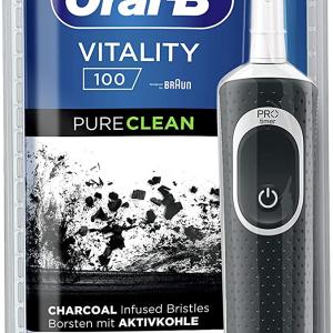 Oral-b vitality 100 pure clean elektrische Zahnbürste 1 schwarzer Bürstenkopf mit Holzkohleborsten