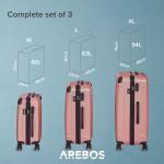 Lot de 3 valises de voyage Or Rose, AREBOS