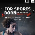 Kopfhörer, JBL Under Armour Train The Rock, Bluetooth Wireless, für Sport, Laufen, Fitnessstudio, Freisprechen mit Mikrofon, tiefe Bässe, schwarz-rot, Original