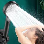 Pomme de douche haute pression avec 5 modes, noir mat