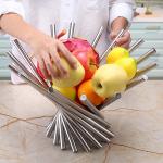 Cesto per frutta, porta frutta da tavolo, moderno creativo pieghevole, in acciaio inox, per dispensa e decorazione da tavola