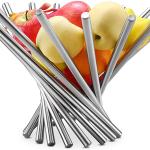 Cesto per frutta, porta frutta da tavolo, moderno creativo pieghevole, in acciaio inox, per dispensa e decorazione da tavola