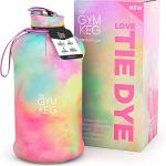 Gymnastik flasche, 2 L, mit Etui und Flaschengriff, wiederverwendbar, umweltfreundlich, BPA-frei, Love Tie Dye