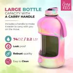 Gymnastik flasche, 2 L, mit Etui und Flaschengriff, wiederverwendbar, umweltfreundlich, BPA-frei, Love Tie Dye
