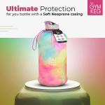 Gymnastik flasche, 2 L, mit Etui und Flaschengriff, wiederverwendbar, umweltfreundlich, BPA-frei, Love Tie Dye