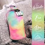 Gymnastik flasche, 2 L, mit Etui und Flaschengriff, wiederverwendbar, umweltfreundlich, BPA-frei, Love Tie Dye