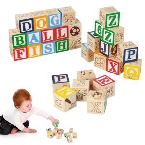 Playset éducatif en bois cubes avec animaux, lettres et numéros 3x3 cm