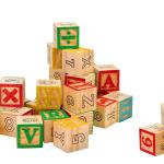 Playset éducatif en bois cubes avec animaux, lettres et numéros 3x3 cm