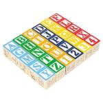 Playset éducatif en bois cubes avec animaux, lettres et numéros 3x3 cm