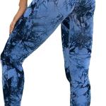 Damen Sport Leggings, hoch tailliert flacher Bauch, Push Up, hoch tailliert, mattes Knirschen, Fitness Hose für Yoga Jogging, Blau Schwarz