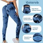 Damen Sport Leggings, hoch tailliert flacher Bauch, Push Up, hoch tailliert, mattes Knirschen, Fitness Hose für Yoga Jogging, Blau Schwarz