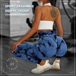 Damen Sport Leggings, hoch tailliert flacher Bauch, Push Up, hoch tailliert, mattes Knirschen, Fitness Hose für Yoga Jogging, Blau Schwarz