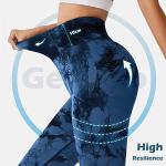 Damen Sport Leggings, hoch tailliert flacher Bauch, Push Up, hoch tailliert, mattes Knirschen, Fitness Hose für Yoga Jogging, Blau Schwarz