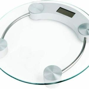 Pèse personne numérique, transparent avec verre, poids maximum 150 kg
