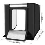 Studio fotografico Portatile, sfondo intercambiabile, luci led regolabile, 60 x 60 x 60cm