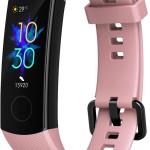 Montre intelligente de fréquence cardiaque résistante à l'eau, calories, podomètre, SMS, téléphone, bande d'honneur 5, rose