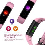 Montre intelligente de fréquence cardiaque résistante à l'eau, calories, podomètre, SMS, téléphone, bande d'honneur 5, rose