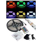 LED Streifen, SMD 5050, RGB, IP65, 150 LED, Multi-Color, 5 Meter Spule, mit Netzteil und Fernbedienung