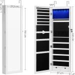Armadio porta gioielli bigiotteria da appendere con specchio montaggio a parete 119 x 35 x 9 cm, con luci led