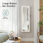 Armadio porta gioielli bigiotteria da appendere con specchio montaggio a parete 119 x 35 x 9 cm, con luci led