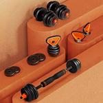 Set di Kettlebell e bilanciere, Multifunzione, esercizi fitness, kg 30