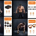Set di Kettlebell e bilanciere, Multifunzione, esercizi fitness, kg 30