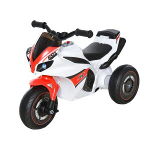 Tricycle Moto électrique Jouet pour enfants de 18 à 36 mois avec musique et phares Blanc et Rouge