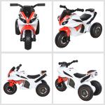 Tricycle Moto électrique Jouet pour enfants de 18 à 36 mois avec musique et phares Blanc et Rouge