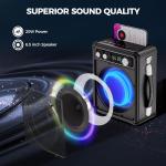 Tragbares Karaoke, tragbarer Bluetooth-Lautsprecher mit 2 kabellosen Mikrofonen, PA-System für Erwachsene und Kinder mit LED-Licht