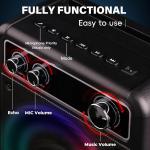 Tragbares Karaoke, tragbarer Bluetooth-Lautsprecher mit 2 kabellosen Mikrofonen, PA-System für Erwachsene und Kinder mit LED-Licht