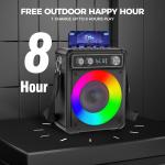Tragbares Karaoke, tragbarer Bluetooth-Lautsprecher mit 2 kabellosen Mikrofonen, PA-System für Erwachsene und Kinder mit LED-Licht