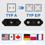 Adaptateur secteur de voyage américain, 2 broches pour fiche européenne, pour les appareils avec adaptateur secteur américain