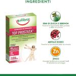 Top Prostata est un complément alimentaire de zinc et de vitamine E, 40 gélules, sans gluten, Equilibra
